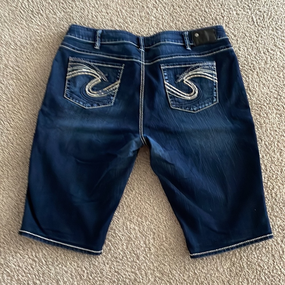 Silver Bermuda jean shorts, size 22